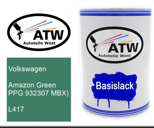 Volkswagen, Amazon Green PPG 932307 MBX), L417: 500ml Lackdose, von ATW Autoteile West.